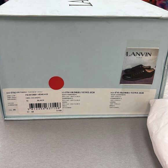 Brand New Lanvin Men's Suede Croc-Print Cap-Toe Sneakers - Picture 9 of 9